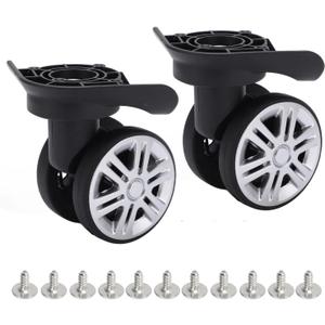 1 Pair Luggage Wheels Replacement, 360 Degree Swivel Spinner Suitcase Wheels, Mute Dual Roller Bearing Silent Trunk for Suitcase Trolley, Travel Case (A09)