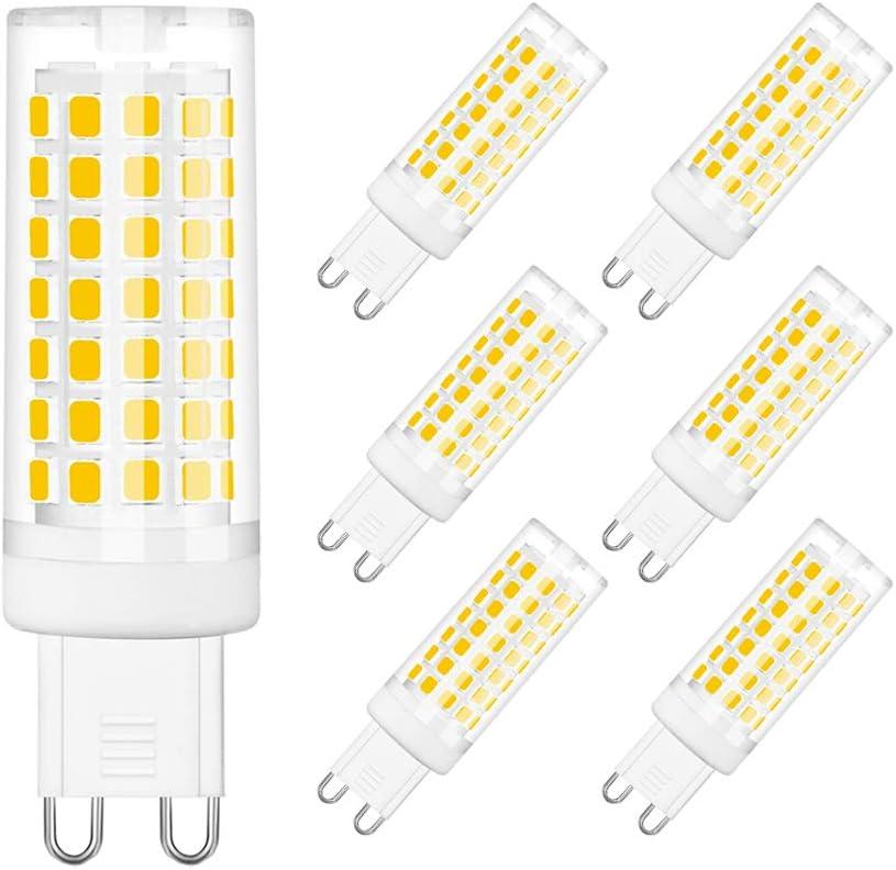 G9 LED Bulb, 6W G9 LED Bulb Dimmable, G9 Halogen Bulb 60 Watt Equivalent, Daylight White 6000K G9 Bulb 550 Lumen,6-Pack