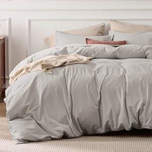 Bedsure 100% Stone Washed Cotton Duvet Cover King - Stone Color Minimalist Cotton Duvet Cover Linen Like for All Seasons - GentleSoft Plain Simple Bedding (King, 104"x90")