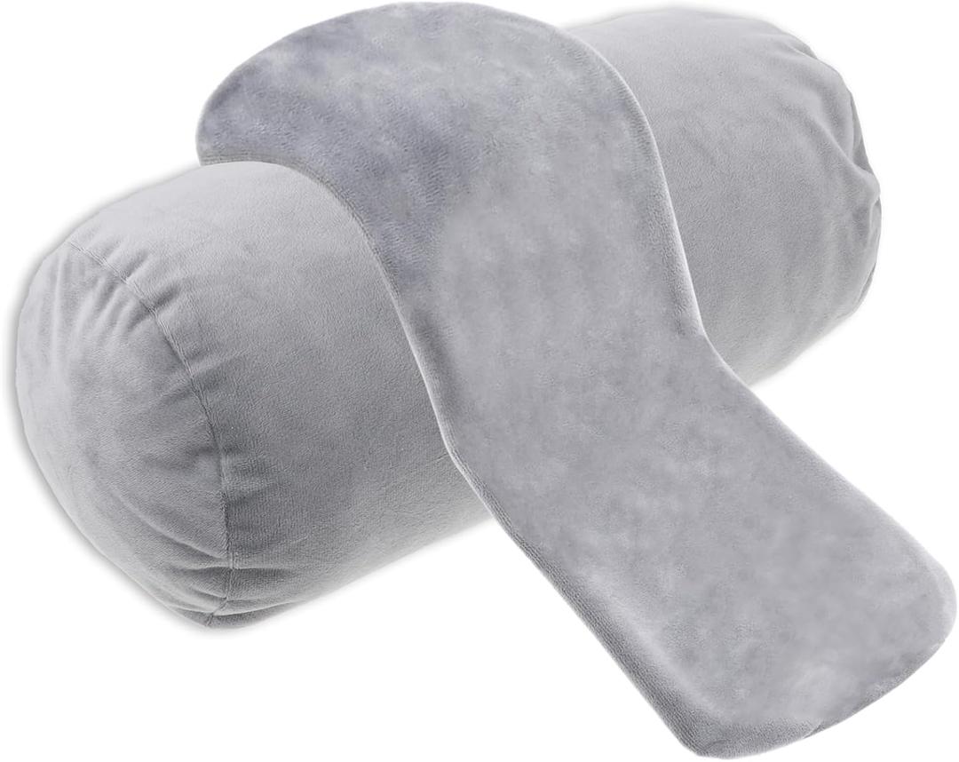 2 Packs Neck Roll Pillow Cover, Crystal Velvet Cervical Neck Pillow Case Bolster Pillowcases for Cylindrical Cushion Soft Travel Pillow Case Cover Cylinder Pillow Covers for Home(Gray)