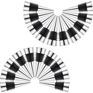 Stainless Steel Wine Stoppers 20Pcs Reusable Decorative Bottle Stoppers Metal Cork Topper for DIY Bar Wedding Party