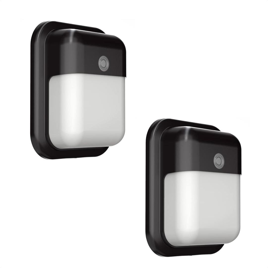 TIERONE Modern LED Wall Pack Light Security Light with Dusk to Dawn Photocell Outdoor Wall Lantern for Patio, Porch, Hallway 12W 1000LM 3000K Daylight Waterproof UL Listed 2 Pack (Bronze)