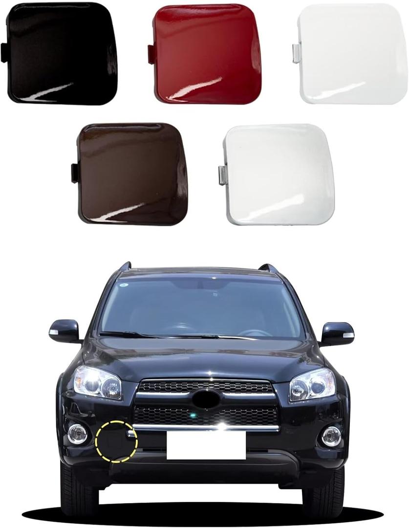 Car Front Bumper Tow Hook Cover Compatible with Toyota RAV4 2011.8th 2012 2013 7th Trailer Cover Cap 53286-0R040 53285-0R040 Trailer Cover Towing Eye Cap Brown