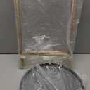 HollyHOME Small Round Metal Waterproof End Table, Accent Indoor&Outdoor Coffee Side Table, Snack Sofa Table for Living Room, Anti-Rust Decorative Plant Stand, (D) 14.5" x (H) 25", Gold/Grey