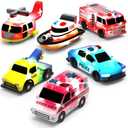 Tub Works® Emergency™ Cars Light Up Bath Toys, 5 Pack | Water-Activated Light Up Toys Flash & Change Color | Soft, Squeezable Baby & Toddler Bath Toys | Sensory Toys with Bath Lights for Kids Bath