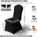 Trlyc 30 Pcs Spandex Chair Covers for Dining Chairs Stretch Polyester Dining Chairs Slipcovers for Wedding Party Decor Banquet Flat-Front Chair Cover (Black)