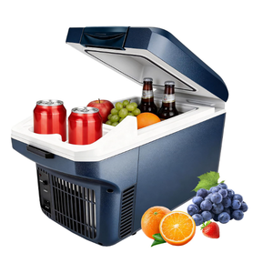 Iceblue Electric Cooler with Type-C, 8 Liter /11 Cans Mini Fridge with Belt, 9V Type-C Thermoelectric Dual-use Car Refrigerator, Car Fridge for Car, Dorm, Travel, Picnic, Gift - Black