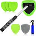 XINDELL Windshield Cleaner Tool – Car Interior Window Cleaning Kit with Extendable Handle & 4 Microfiber Pads, Auto Wiper Inside Windshield Brush for Car & Home Windows