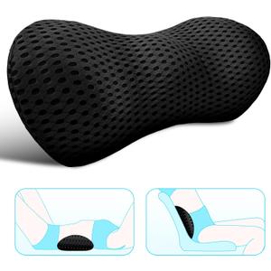 Lumbar Support Pillow for Office Chair, Memory Foam Lumbar Pillow for Lower Back Pain Relief (Oval Black)