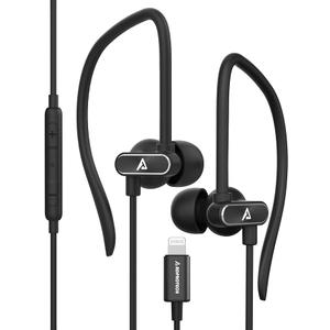 ADPROTECH Lightning Earbuds with EarHook Sports Earphones for iPhone 14/13/12/11 Pro Max/X/XS Max/XR  MFi Certified with Mic Red