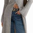 Saodimallsu Womens Long Cardigan Sweaters Oversized Bell Sleeve Open Front Button Down Casual Knit Fall Midi Dress (Gray)