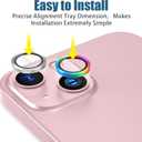 2 x AGVEE 3+3 6 Pack for iPhone 15 6.1" / 15 Plus 6.7" Camera Lens Cover Protector, Metal Ring 9H Tempered HD Glass Camera Cover Protector Film, Silver