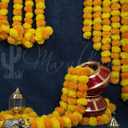Marubhumi 5 PC - 5 feet Artificial Marigold Flower Garland Long Strands for Diwali, Wedding & Festive Decoration Traditional Indian Home Decor