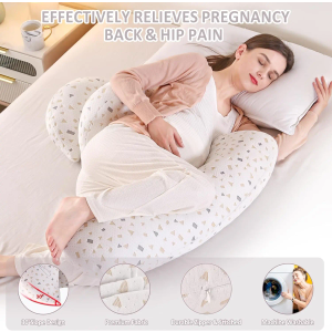 Pregnancy Pillow - Full Body Maternity Support for Back & HIPS, Soft Sleeping Pillow with Removable Cover, Comfort for Side Sleepers and Pregnancy 
