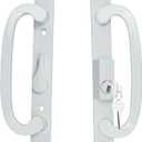 ReigaHood Keyed Sliding Patio Glass Door Handle Set Fits for Truth Legacy & Sash Controls P/N #2265, 45 Keyway w/o Mortise Lock, 3-15/16" Hole Centers, Non-Handed, White Diecast, B Position