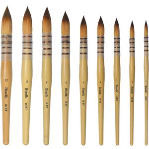 7PCS Biaelk16RT Professional Mop Acrylic Paint Watercolor Brushes Set Taklon Hair Large Round Pointed Tip Wooden Handle Size12345681012 for Watercolor,Pottery,Wash,Gouache,Face Painting
