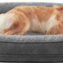 JOEJOY Orthopedic Dog Beds Large Sized Dog, XL Egg-Crate Memory Foam Pet Couch Bed with Bolster Sides, Waterproof Lining, Removable Washable Cover & Non-Slip Bottom, Grey (XL(42"x 32"x 7.5"))