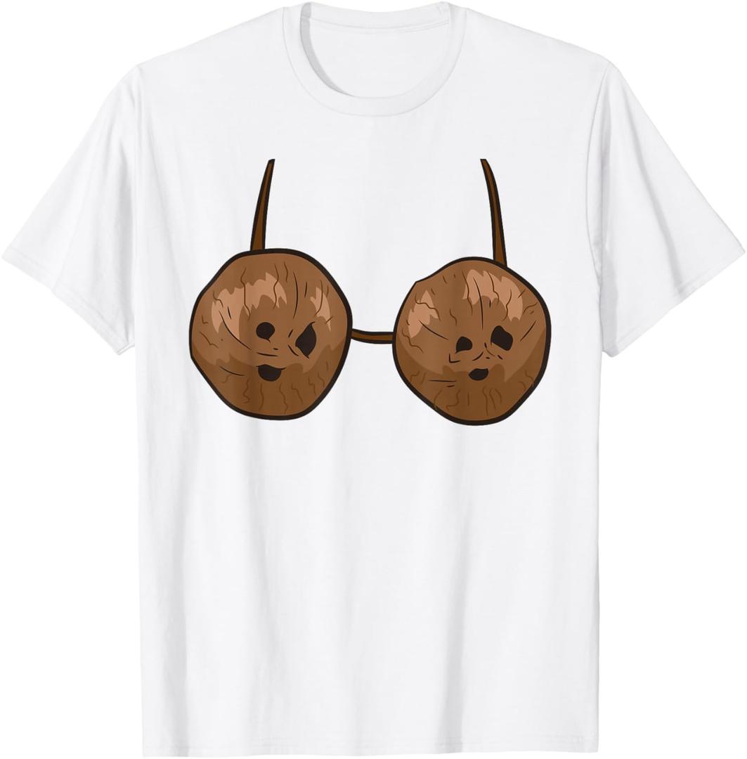 Funny Coconut Summer Coconuts Bra Funny Halloween Costume T-Shirt for Men Women XL