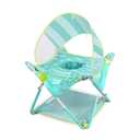 Bright Starts Pop 'N Jump Portable Baby Activity Center, Indoor/Outdoor Use, Lightweight, Carrying Bag, Canopy, 6-12 Months - Sky Stripes Blue