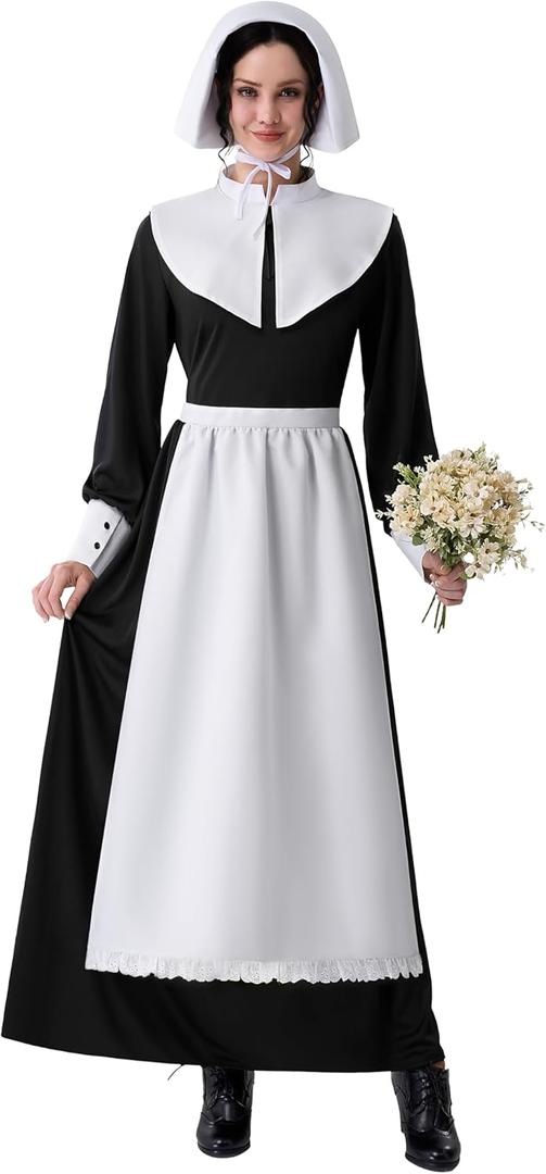 Spooktacular Creations Halloween Colonial Costume, Black Pioneer Dress Women, Halloween Costumes for Women Adult 2025 (Medium)