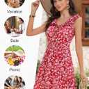 GUBERRY Womens Summer Dresses 2025 Ruffle V Neck Tie Front Floral Sundresses Cute Mini Teen Dress with Pockets (Medium, Red)