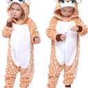 EASUIT Kids Cartoon Animal Onesie Jumpsuit Plush Suit Halloween Christmas Birthday Party Unisex For Girls Boys (Orange)