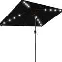 AreShark 6.5' x 10' Rectangular Patio Umbrella with Solar Lights, Solar Powered Lighted Market Umbrella w/Tilt and Crank, Outdoor Table Umbrella for Garden, Deck, Backyard, Pool and Beach, Black