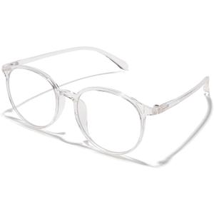 Blue Light Glasses, Women and Men Computer Gaming Glasses, Anti-Glare/Anti-UV/Relieve Eyestrain/Minimize Headache/Improve Night Sleep, Lightweight TR90 Round Transparent Eyeglasses