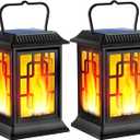Solar Lanterns Outdoor Waterproof Hanging Solar Lanterns Garden Lights Solar Powered Flame Lights LED Lights for Patio Pathway Deck Yard (2 Pack)