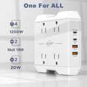 Power Strip with USB C Ports, AiJoy 5 ft Extension Cord with 4 Outlets and 4 USB Ports, 20W USB C for iPhone 15, Wall Mount, Compact for Home, Office, Room Desk Accessories (White)