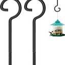 shikaman 9 Inch Q Hanger Screw Hooks 2 Pack, Safety Buckle Design Metal Hooks, Rust Resistant Screw-in Hooks for Outdoor String Lights, Bird Feeders, Plants, Patio, Fence, Wood