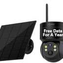 Free Data For A Year,4G LTE Cellular Wireless Security Camera,2K Solar Powered No Wifi Needed PTZ Camera,Two Way Audio, Outdoor IP66 Waterproof,PIR Motion Detection ,Color Night Vision,360 PTZ,SIM