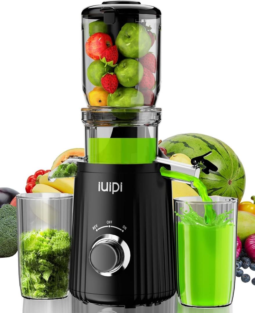 Cold Press Juicer, Slow Masticating Juicer Machines for Whole Vegetable and Fruit, 4.3" Feed Chute, BPA Free, Quiet Easy Clean Juicer to Unlock Fresh & Nutritious Juices(Black)