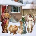 Thyle 4 Pcs Christmas Nativity Set - Outdoor Yard Signs with Stakes for Manger Scene Decorations