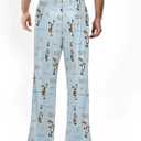 Mens Pajama Pants Soft Lightweight Lounge Sleep Pants, PJ Bottoms with Two Pockets (Blue, L)