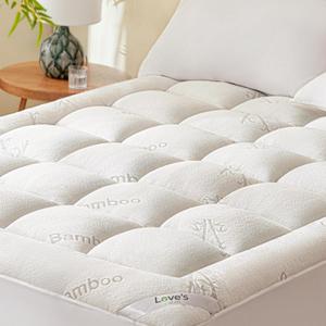 Love's cabin Queen Mattress Topper Viscose Derived from Bamboo, Thick Pillow Top Mattress Pad with Stretchable Pockets for 8"-20" Mattress, Soft Breathable Cooling Mattress Topper for Hot Sleepers (White)