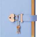CAGIE Diary with Lock and Key for Girls Ages 8-12 Journal with Lock 296 Gold Edged Pages Heart-Shaped Locked Journal for Women Teen Girls with Gift Box, 5.3 x 7 Inch, Blue