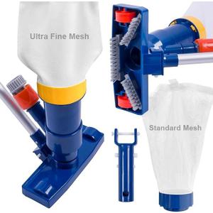 POOLAZA Manual Pool Vacuum for Above Ground Pool(2025 Upgrade) with Fine Mesh Bag& 56" Pole, Handheld Pool Vacuum Jet Underwater Cleaner, Spa Pool Vacuum Cleaner Attach to Garden Hose