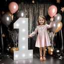 imprsv Marquee Numbers Large 1st-Birthday Decorations: 3ft Light up Number Balloon for Party Big 1 Year Old Girl Boy First Birthday Decoration Anniversary Foam Board Wall Number 1