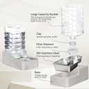 RIZZARI Stainless Steel Pet Water Feeder: 7.5L Automatic Leak-Proof Gravity Dispenser for Senior Dogs with Spine Problems - with Filter - Living Room Bedroom Use