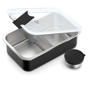 Stainless Steel Bento Lunch Box for Adult, 42oz Leak-Proof Lunch Box Containers, Microwave-Safe, with Adjustable Divider, Convenient Metal Lunchbox for Work, Travel