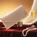 Larcenciel Envelope Clutch Purse for Women, Vegan Leather Evening Bag with Chain Strap, Wedding Cocktail Party Formal Handbag