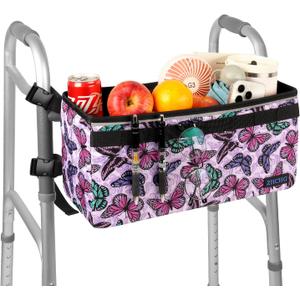 ZHCHG Walker Basket for Seniors, Walker Accessories, Folding Walker Bag with Large Capacity & Never Tipping Over, Best Gift (Not Fit Rollator Walkers) (Purple)