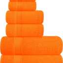 Elvana Home Ultra Soft 6 Pack Cotton Towel Set, Contains 2 Bath Towels 28x55 inch, 2 Hand Towels 16x24 inch & 2 Wash Coths 12x12 inch, Ideal for Everyday use, Compact & Lightweight - Orange