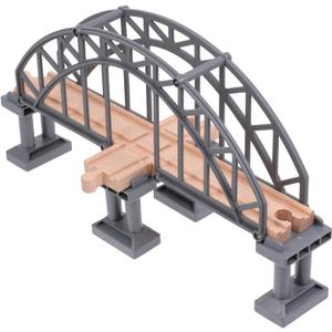 Train Bridge Model, Wooden Train Track Accessories Cross Railway Toys Train Scene Layout Props Toy for Kids Toddlers