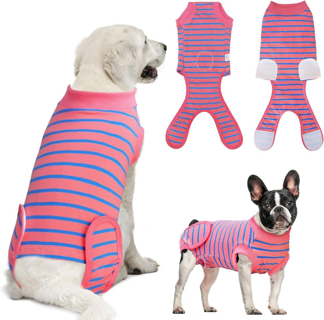 Dog Surgery Recovery Suit, Recovery Shirt for Male Female Dog Cats, Cone E-Collar Alternative Abdominal Wounds Spay Bandages Onesie, Anti-Licking Pet Surgical Recovery Suit,Pink X-Large (X-Large(Back:20.0"-24.5";Chest:25.4"-30.2"))