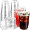 50 Pack 16 oz Disposable Iced Coffee Cups With Sip Lids , Clear Plastic Cup for Cold Boda Tea Smoothie Slushie Milkshake Togo Drinking for Party , Drink Shop Coffee Bar Accessories Supplies , BPA Free