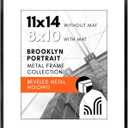 Americanflat 11x14 Metal Picture Frame with Tempered Glass - Use as 8x10 Frame with Mat or Display 11x14 Photo Without Mat - Brooklyn Collection - Picture Frames for Wall Display - Black