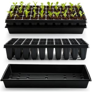 RooTrimmer 10 Pack 1020 Seed Starter Trays and 10 Pcs 40 Cell Plug Trays, Thick Durable Seedling Plastic Nursery Tray for TD542 1020 Tray Germination (10 Sets)