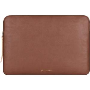 Comfyable Slim Protective Laptop Sleeve, PU Leather Bag Compatible with 15" MacBook Air (Snug Fit) M5 & 14" MacBook Pro M5 Pro/Max 2026 (Loose Fit), Brown